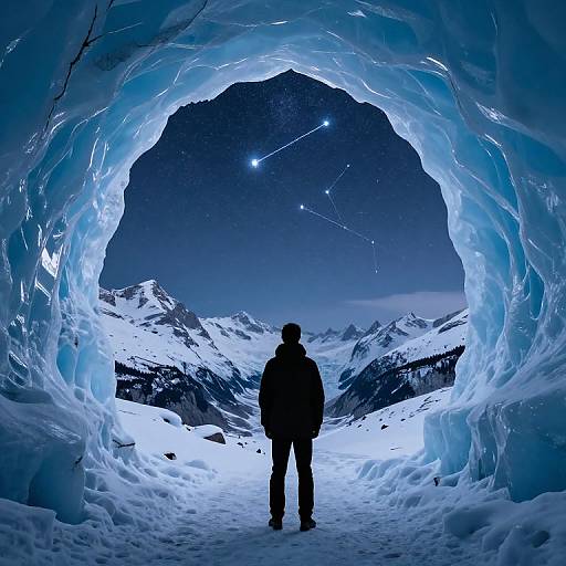 Stargazer Silhouette in Glacier Archway