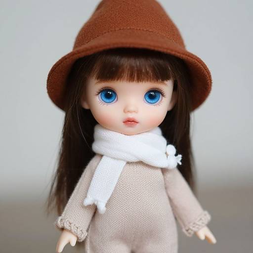 Doll with Blue Eyes and Knitted Outfit