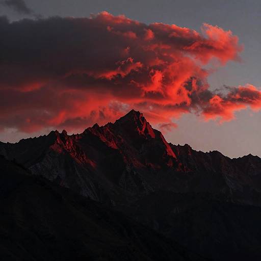 Fiery Sunset Over Jagged Black Peaks