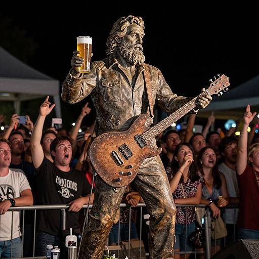 Bearded Man Guitarist Statue Concert