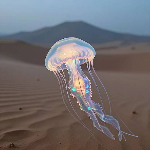 Giant Iridescent Jellyfish in Desert