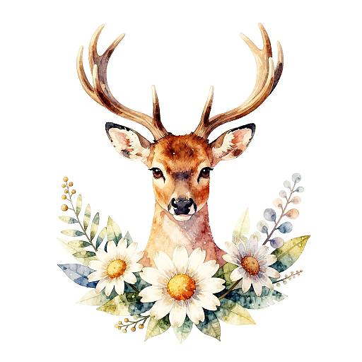 Pastel Watercolor Deer Woman