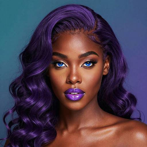 Hyper-Realistic Portrait of Purple-Haired Woman