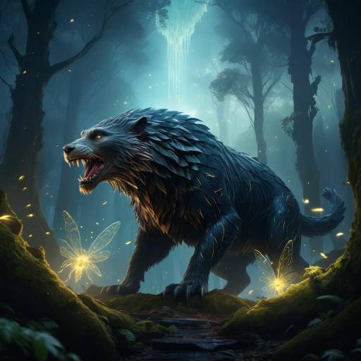 Enchanting Beast in a Mystical Forest Enchanting Beast in a Mystical Forest