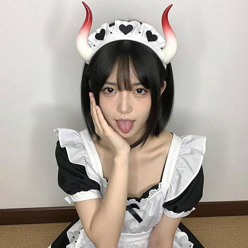 Portrait of Asian Woman with Horns