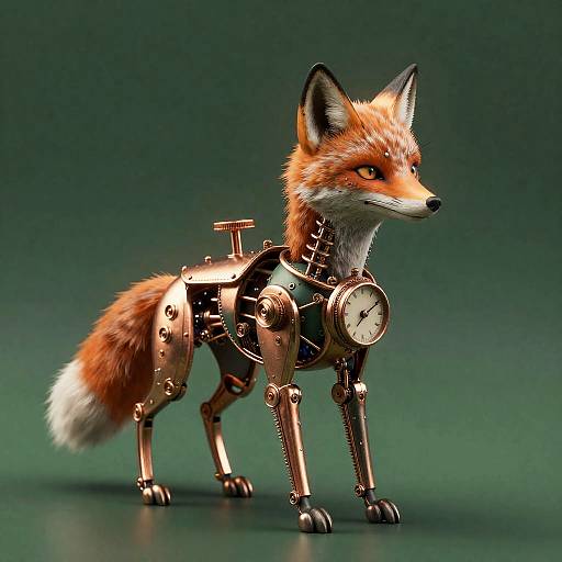 Steampunk Clockwork Fox Illustration
