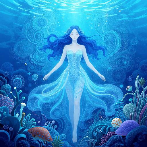 Ethereal Underwater Woman Artwork