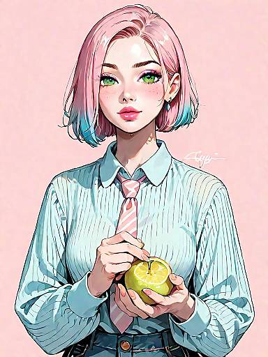 Stylish Woman Holding Lemon Graphic Art