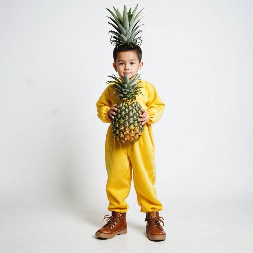 Boy in Pineapple Costume Holding Pineapple