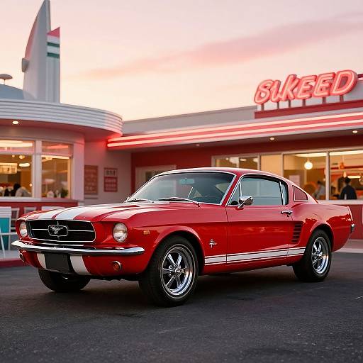 Retro Cherry Red Ford Mustang