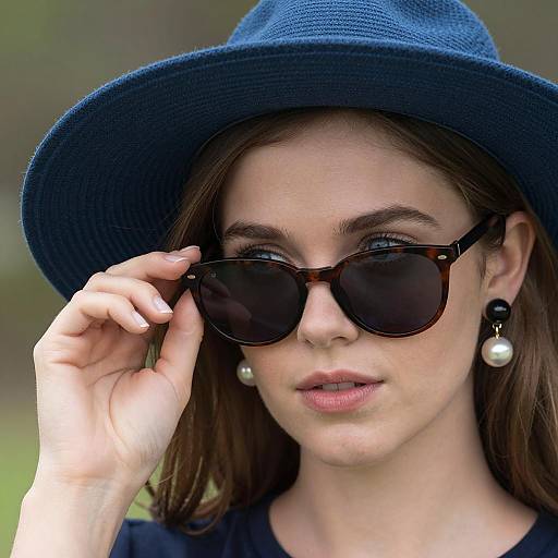 Charming Young Woman in Blue Hat