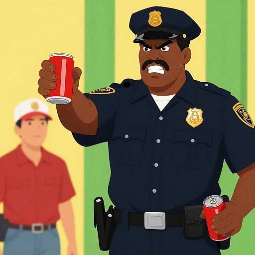 Angry Cop Illustrates Tension and Authority