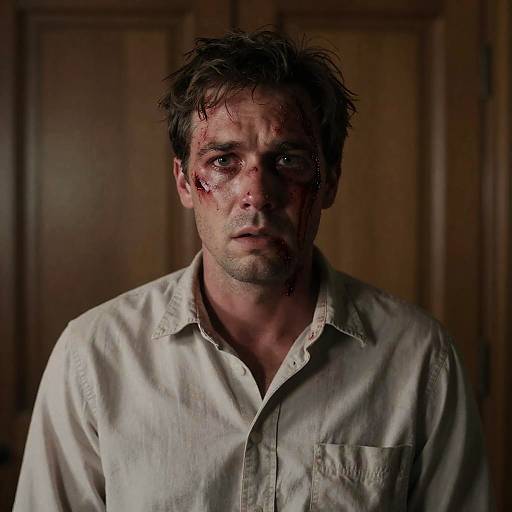 Intense Portrait of a Distressed Man