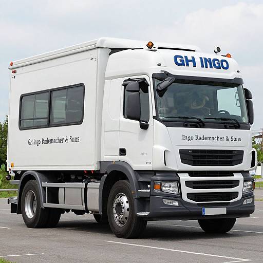 Photograph of a white DHL Ingogo delivery truck with 