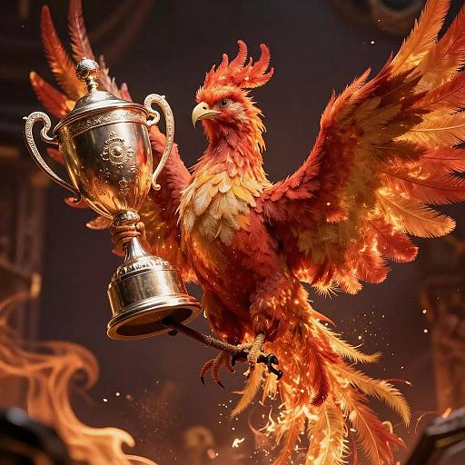 Majestic Phoenix with Fiery Trophy