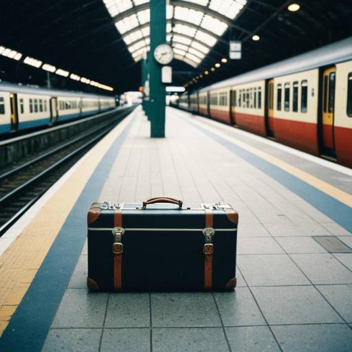 Retro Suitcase on Train Station Platform