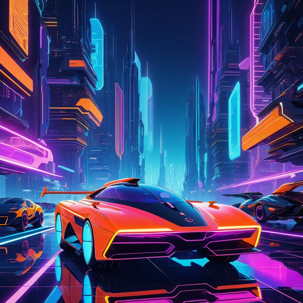 Futuristic Robot in Neon Cityscape