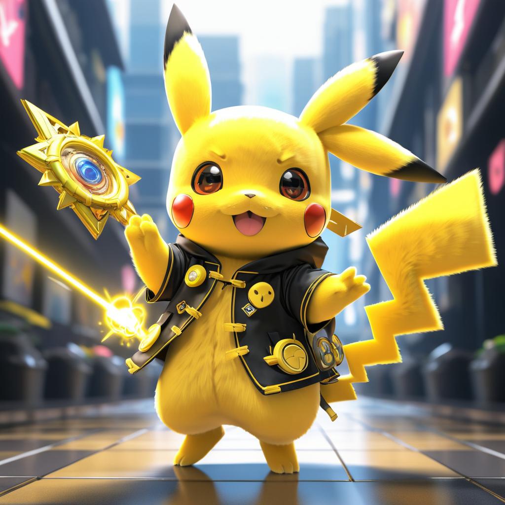 Cute Pikachu in Dynamic Anime Pose