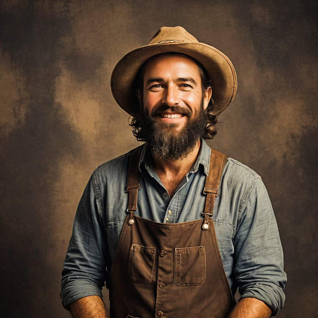 Laughing Bearded Farmer Photo Shoot