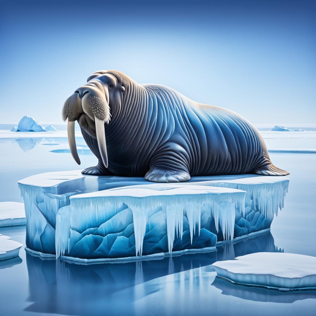 Photorealistic Ice Painting of Walrus