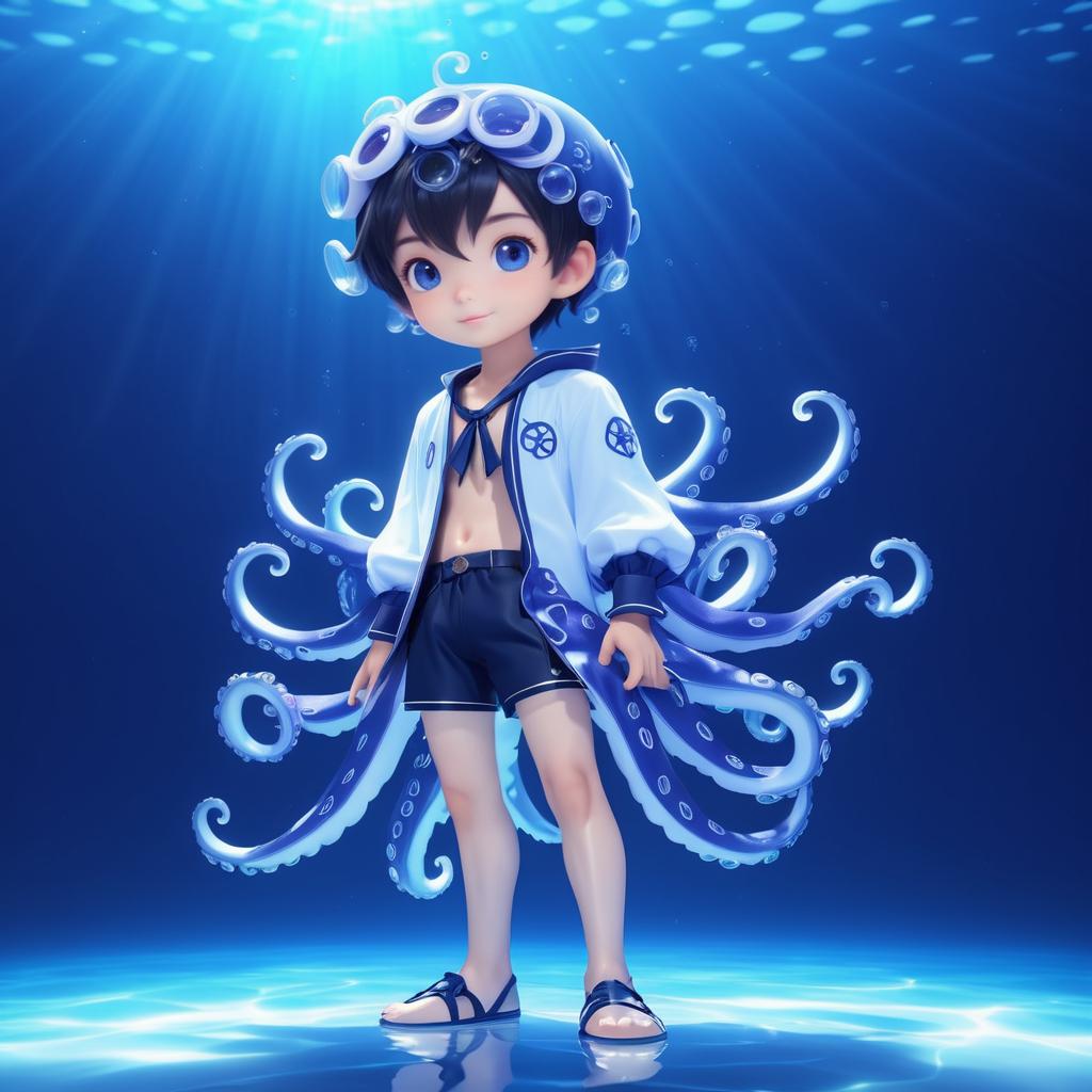 Cute Male Anime Octopus Boy Illustration