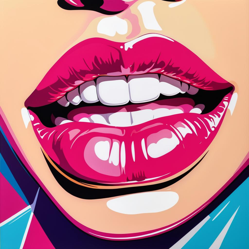 Vibrant Pop Art Glossy Lips Illustration