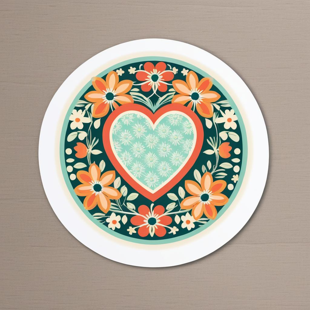 Vintage Floral Die Cut Heart Sticker