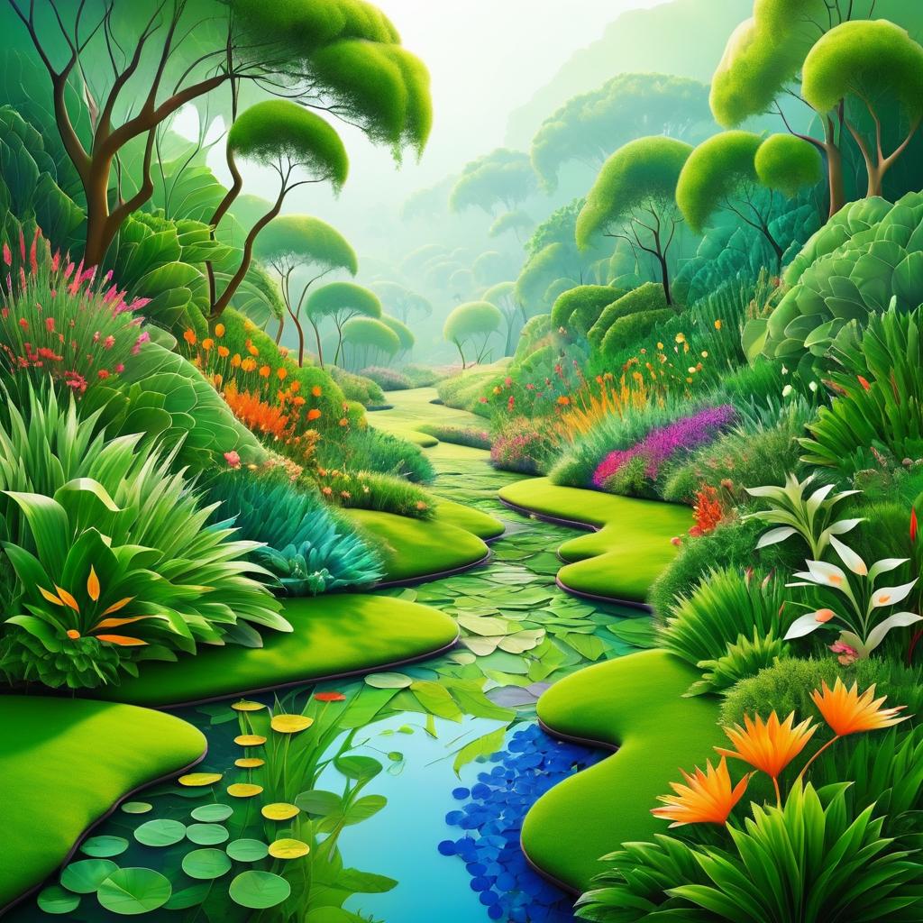 Vibrant Botanical Symphony Landscape Art