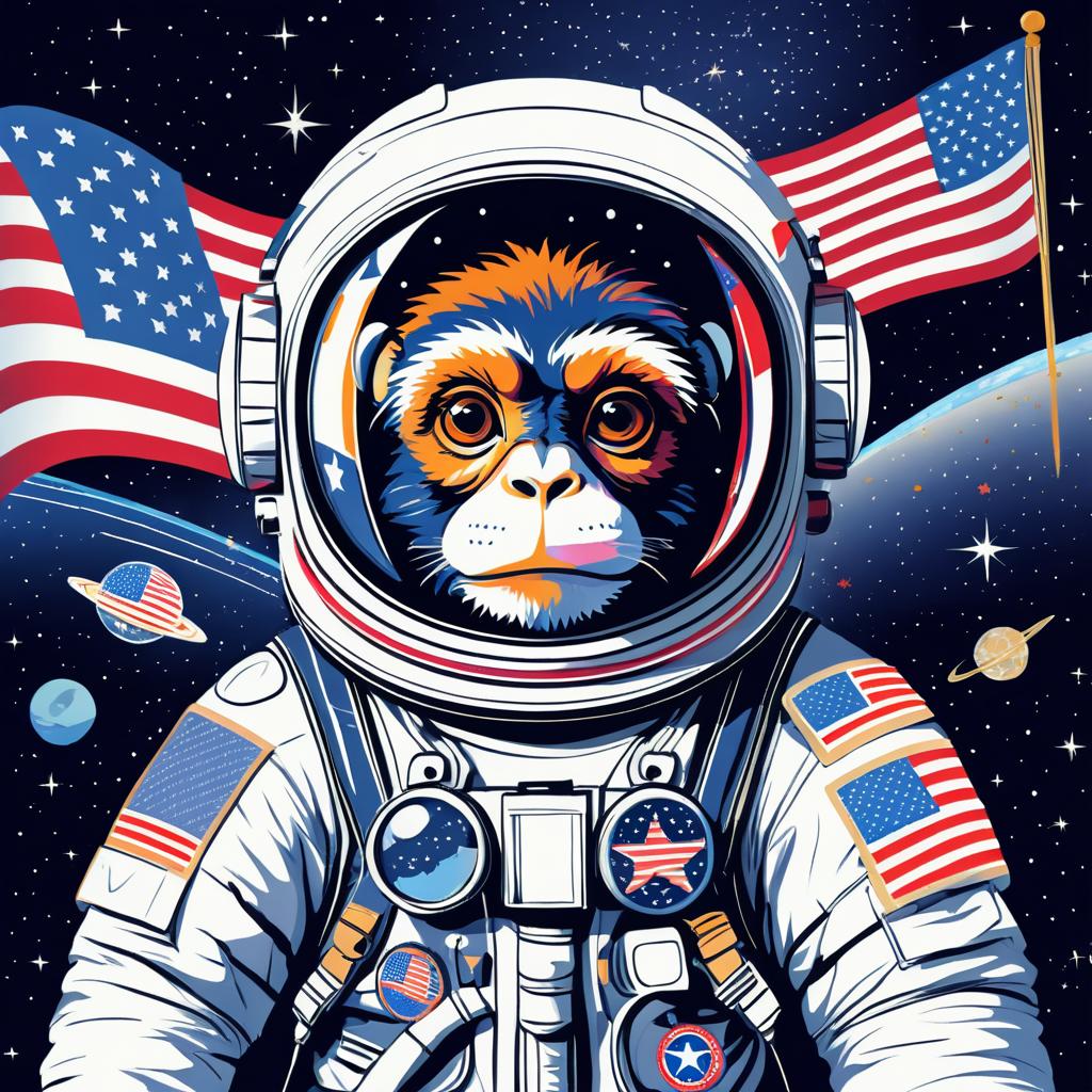 Curious Astronaut Monkey in Space