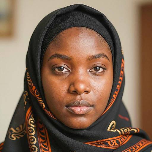 Portrait of Woman Wearing Black Patterned Hijab
