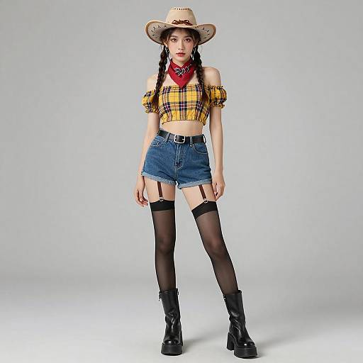 Trendy Young Woman in Fashion Studio