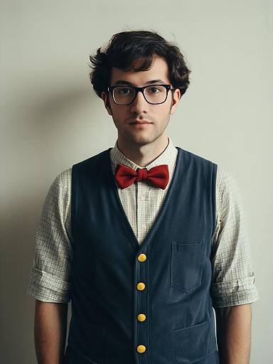 Man in Nerd Costume with Red Bow Tie
