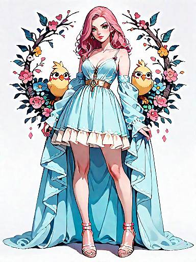 Chic Woman in Soft Pink Midi Dress