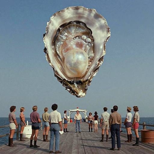 70s Seaside Pier with Giant Pearl Oyster