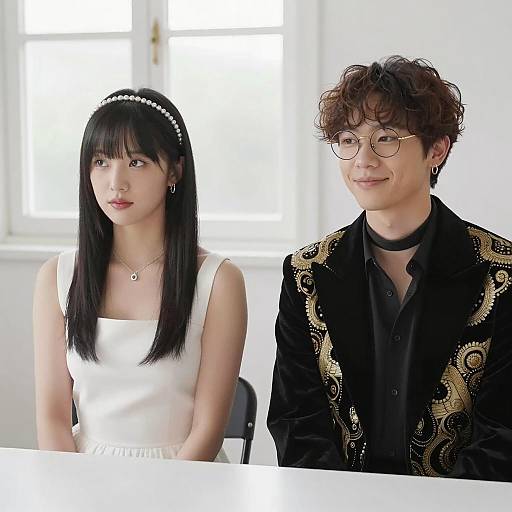 Elegant Indoor Scene with Stylish Couple