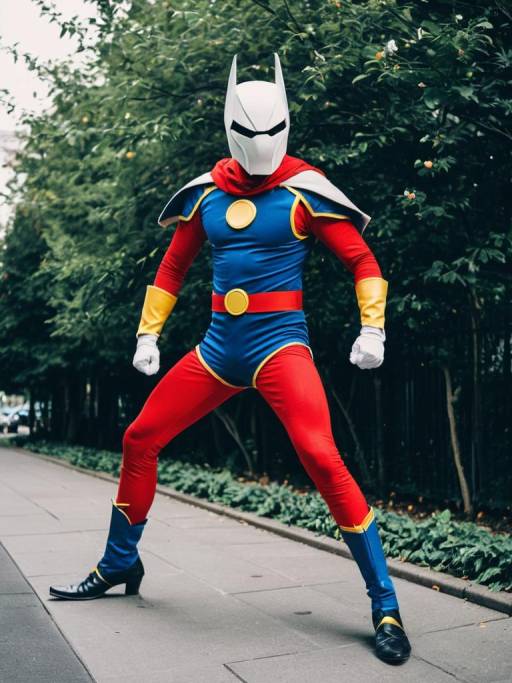 Cosplayer in Retro Superhero Costume with Peg Leg