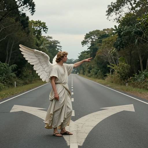 Angel Guiding at Road Fork