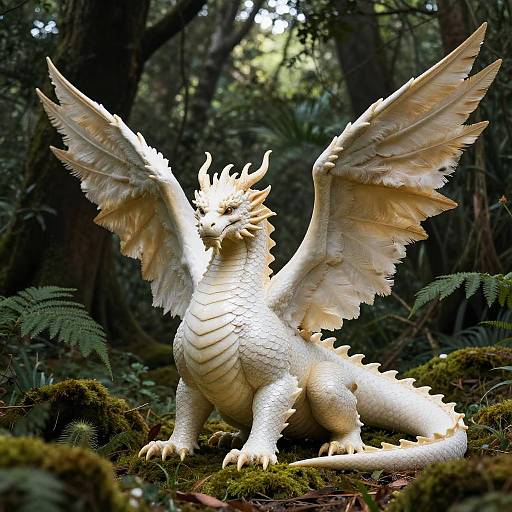 Antique White Dragon in Forest