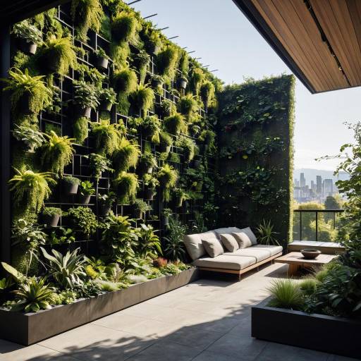 Modern Terrace with Lush Vertical Garden