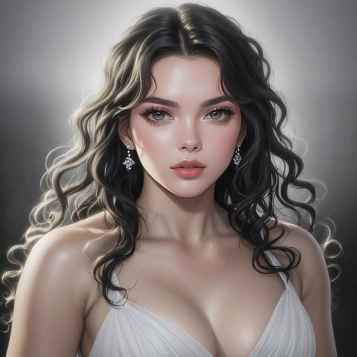 Photorealistic Portrait of Black-Haired Woman