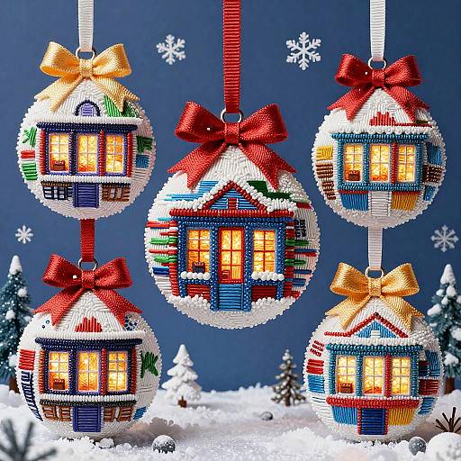 3D Vivid Winter Ornaments Artwork