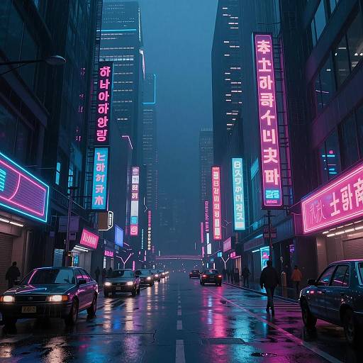Vibrant Cyberpunk City at Midnight