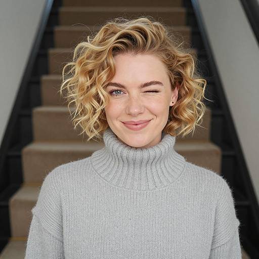 Charming Woman in Cozy Gray Sweater