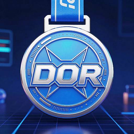 Futuristic Neon Cyberpunk Medal Design