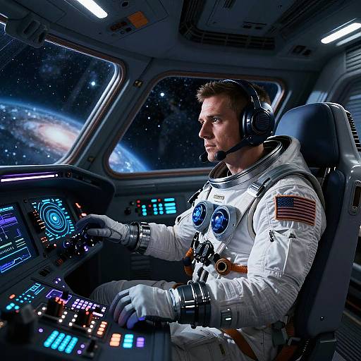 Arno as Space Pilot in Futuristic Cockpit