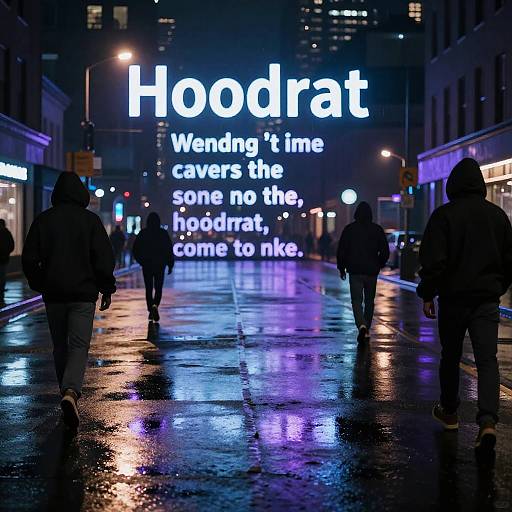 Nighttime city street photograph with neon-lit 