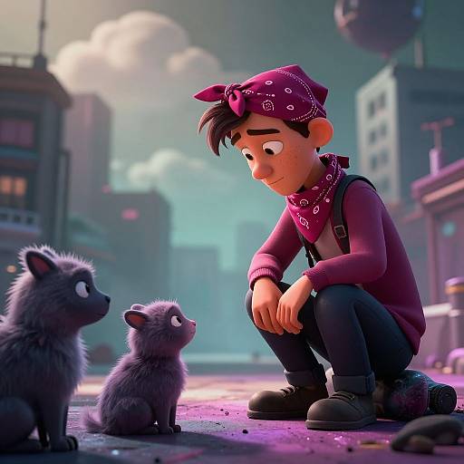 Melancholic Chic Guy with Animals