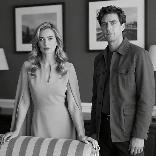 Elegant Black-and-White Couple Portrait