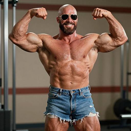 Retro 90s Bodybuilder Action Scene