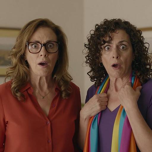 Shocked Middle-Aged Women Indoors